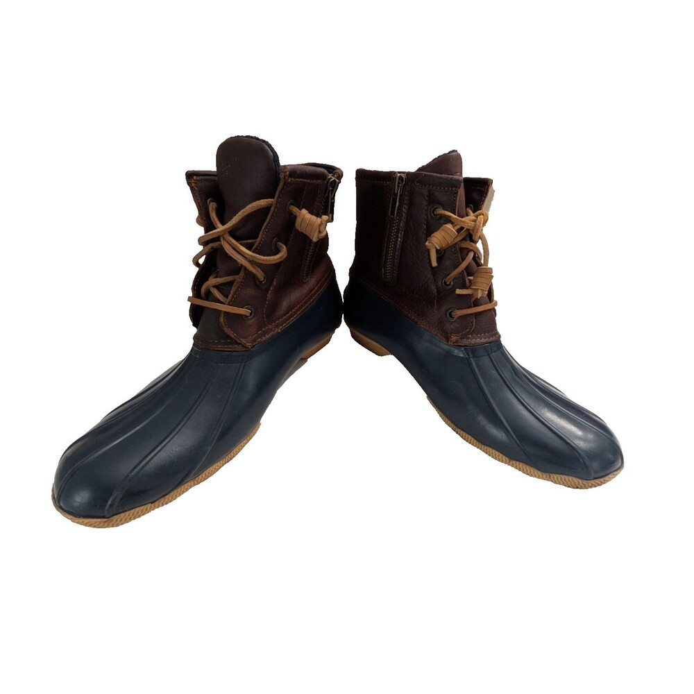 Sperry Saltwater Duck Boots Women's Size 9 Black Brown Waterproof Rain